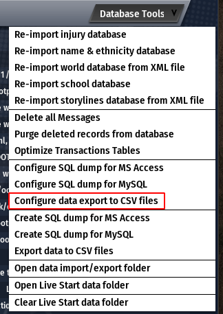 Configure CSV Dump
