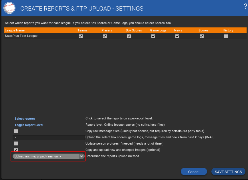 Reports Settings