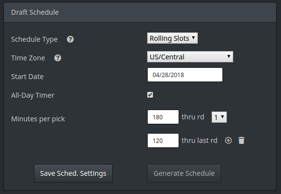 Generate Schedule